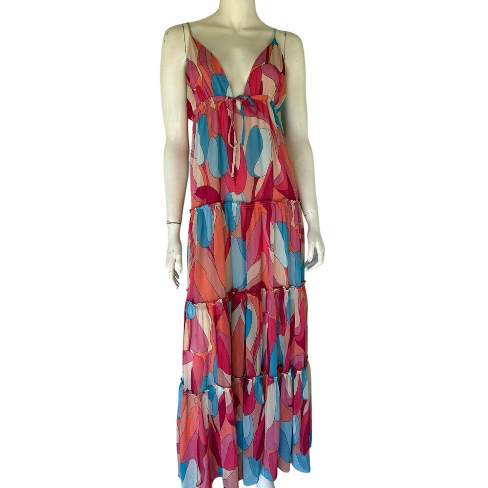 Marciano by guess tropical maxi sundress plunge sz 8